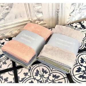 PINK _ Bath _ Cleanbear 6 Piece Washcloth Set Blue Green Pink Gray Multicolor Co